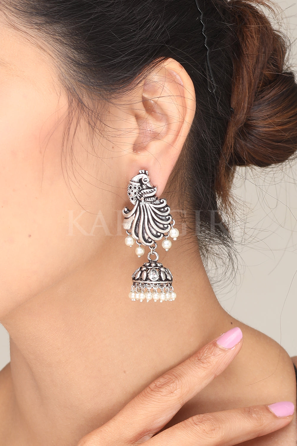 Traditional design sterling silver hoops earrings, fabulous hanging pretty  bells drop dangle earrings tribal jewelry from india s644 | TRIBAL ORNAMENTS